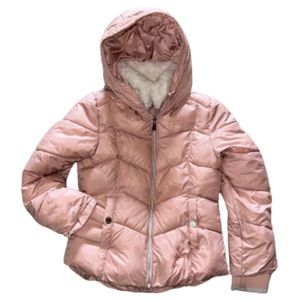 Michael Kors pink puffer faux fur neckline girls 10-12 EUC